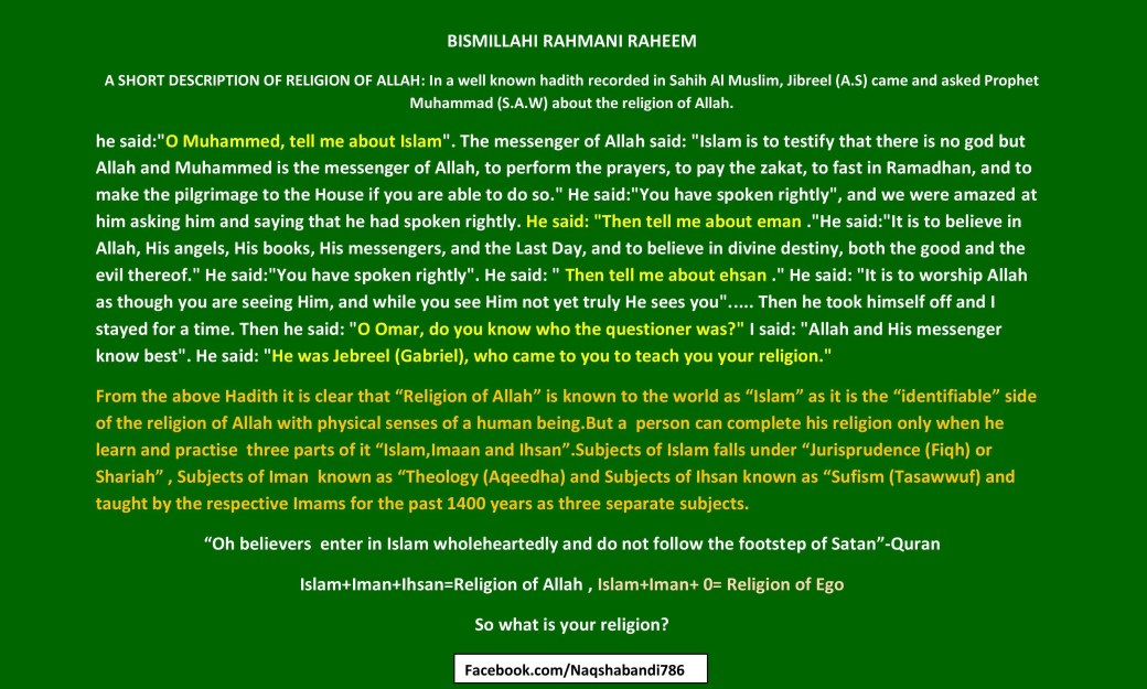 Follow the righteous creed of main group of Muslims who have accepted Islam,Iman and Ihsan